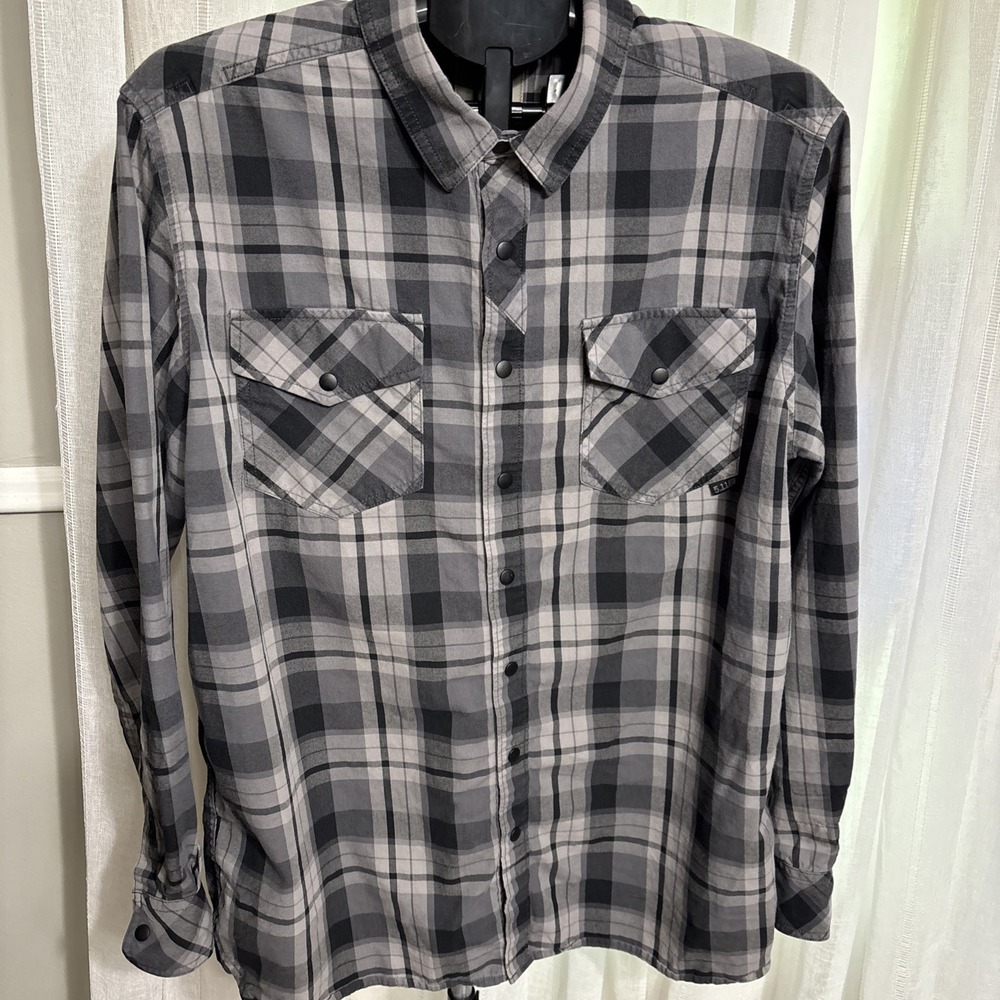 5.11 Tactical‎ Shirt Mens L Black White Plaid Peak LS  72469-047